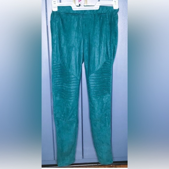 Umgee Pants - Umgee Green Velvet Moto Leggings Pants Small Ankle Zippers Goblin Core Punk